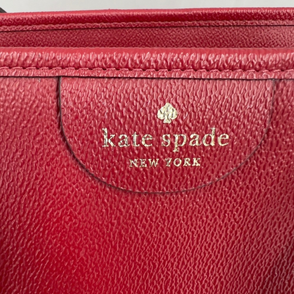 Kate Spade NY Lori Large Red Pebbled Leather Zip Tote Shoulder Bag D411 - Picture 2 of 10